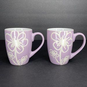 Purple Floral Etch Design Mug